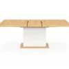 Table avec pied central bois et blanc extensible
