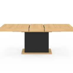 Table avec pied central bois et noir extensible