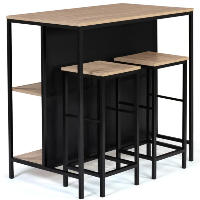 Table bar industriel 2 tabourets