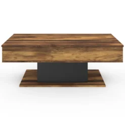 Table basse bois effet vieilli et noir