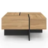 Table basse carrée avec 4 tiroirs bois et noir