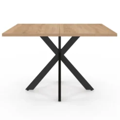 Table basse carrée pied araignée 70 cm bois et noir