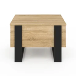 Table basse carrée plateau relevable bois et noir