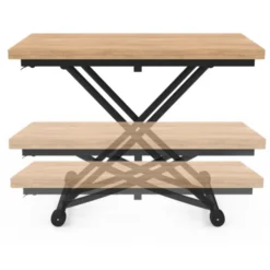 Table basse convertible en table à manger industrielle