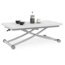 Table basse convertible en table à manger blanche