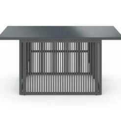 Table basse de jardin relevable rectangulaire 100 cm RIO structure métal et cordage gris anthracite