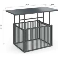 Table basse de jardin relevable rectangulaire 100 cm RIO structure métal et cordage gris anthracite