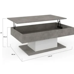 Table basse effet béton et blanc