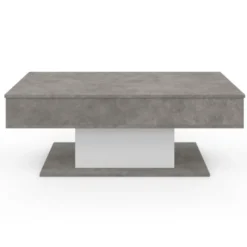 Table basse effet béton et blanc