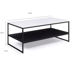 Table basse effet marbre double plateau