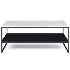 Table basse effet marbre double plateau