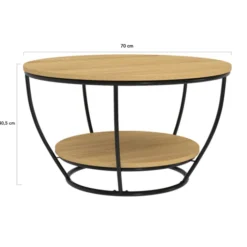 Table basse filaire ronde double plateau