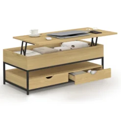 Table basse industrielle rectangulaire plateau relevable
