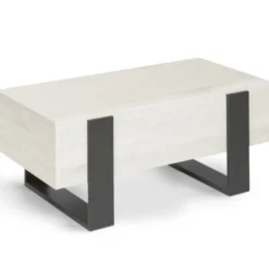 Table basse industrielle relevable bois gris