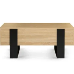 Table basse industrielle relevable bois et noir