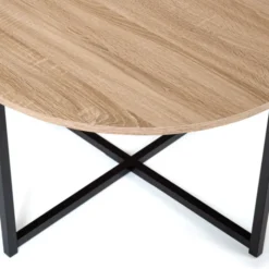 Table basse industrielle ronde bois et métal