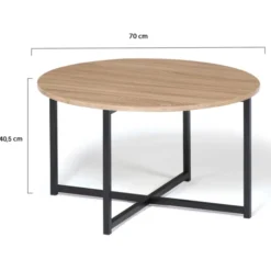 Table basse industrielle ronde bois et métal