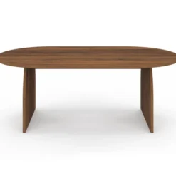 Table basse japandi ovale 110 cm bois effet noyer