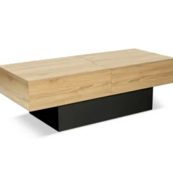 Table basse moderne bicolore avec rangement mini bar intégré