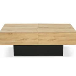 Table basse moderne bicolore avec rangement mini bar intégré