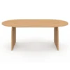 Table basse ovale pied central bois effet hêtre 110 cm
