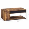 Table basse plateau relevable style industriel effet bois vieilli