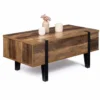 Table basse plateau relevable bois foncé pied épingle