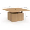 Table basse plateau relevable rectangulaire convertible en table à manger 100 cm effet lattes tasseau bois