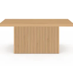 Table basse plateau relevable rectangulaire convertible en table à manger 100 cm effet lattes tasseau bois