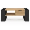 Table basse rectangulaire avec tiroir bois noir et façon hêtre
