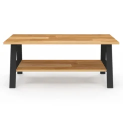 Table basse rectangulaire 100 cm double plateau bois et noir