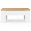 Table basse rectangulaire double plateau relevable bois imitation hêtre