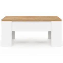 Table basse rectangulaire double plateau relevable bois imitation hêtre