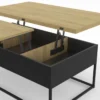 Table basse rectangulaire industrielle relevable et convertible pour manger