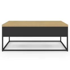 Table basse rectangulaire industrielle relevable et convertible pour manger