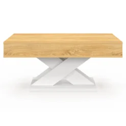 Table basse rectangulaire plateau relevable pied blanc