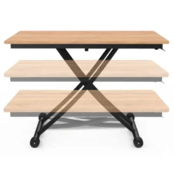 Table basse relevable en table à manger industrielle