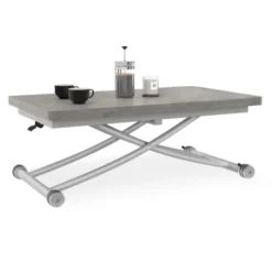Table basse relevable en table à manger moderne avec plateau effet béton
