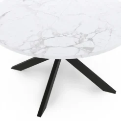 Table basse ronde avec plateau effet marbre blanc 70 cm