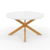 Table basse ronde blanche et bois 70 cm pied araignée