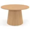 Table basse ronde bois effet hêtre 70 cm pied central