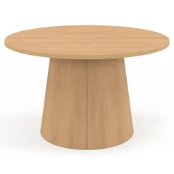 Table basse ronde bois effet hêtre 70 cm pied central