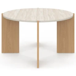 Table basse ronde 73 cm effet travertin