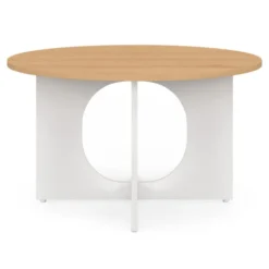 Table basse ronde 70 cm pied arc blanc
