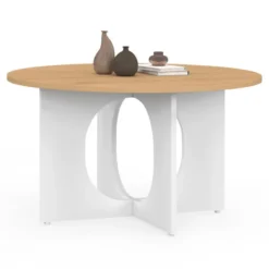Table basse ronde 70 cm pied arc blanc