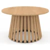 Table basse ronde 70 cm pied bois en lattes et plateau bois