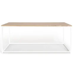Table basse style industriel bois et métal blanc