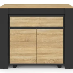 Table buffet extensible 10 personnes 235 cm bois et noir