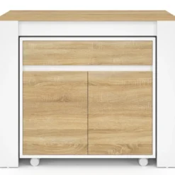 Table buffet extensible 10 personnes 235 cm bois blanc et façon hêtre