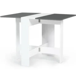 Table console blanche et grise en bois